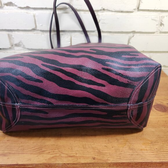 Euc Coach Reversible Burgandy & Tiger Print Tote Bag Purse - Picture 7 of 16